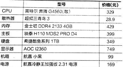 电脑精美主机配置表，打造理想计算机硬件组合